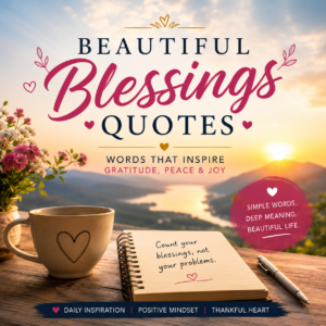 Beautiful blessings quotes collection with calming background representing peace, gratitude, and positivity